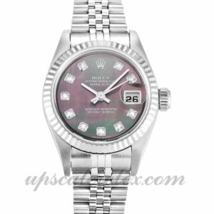 Damas Rolex Datejust Lady 79174 Caja de 26 mm Movimiento automático Nácar Negro - Dial de diamantes