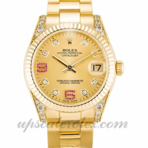 Damas Rolex Mid-Size Datejust 178238 Caja de 36 mm Movimiento automático Champagne Diamond & Ruby Dial