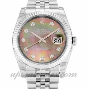 Hombre Rolex Datejust 116234 Caja de 36 mm Movimiento automático Nácar Negro - Dial de diamante