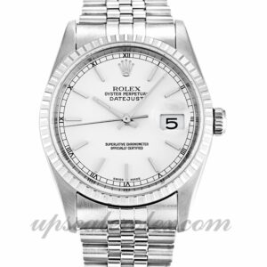 Unisex Rolex Datejust 16220 Caja de 36 mm Movimiento automático Esfera blanca