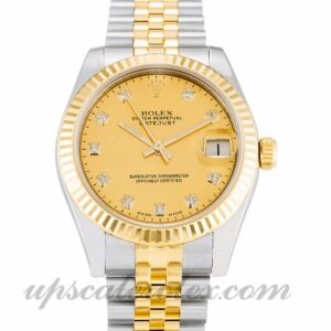 Damas Rolex Datejust Lady 178273 Caja de 31 mm Movimiento automático Champagne Goldust Diamond Dial