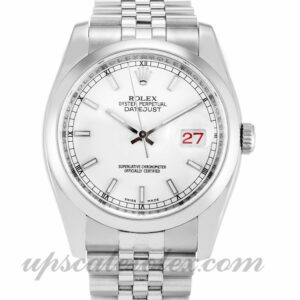 Hombre Rolex Datejust 116200 Caja de 36 mm Movimiento automático Esfera blanca