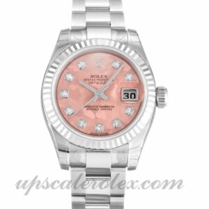 Damas Rolex Datejust Lady 179174 Caja de 26 mm Movimiento automático Polvo de oro - Esfera rosa