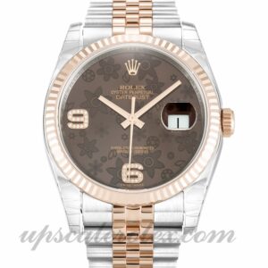 Unisex Rolex Datejust 116231 Caja de 36 mm Movimiento automático Chocolate Floral Diamante Dial