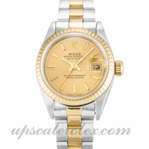 Damas Rolex Datejust Movimiento automático Champagne Dial Lady 69173 Caja de 26 mm
