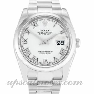 Hombre Rolex Datejust 116200 Caja de 36 mm Esfera blanca Acero inoxidable de grado 316
