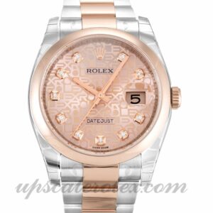 Hombre Rolex Datejust 116201 Caja de 36 mm Movimiento automático Esfera de oro rosa con diamantes (Jubileo)