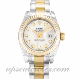 Damas Rolex Datejust Lady 179173 Caja de 26 mm Movimiento automático Esfera de diamante blanco