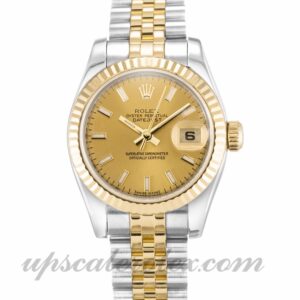 Damas Rolex Datejust Lady 179173 Caja de 26 mm Movimiento automático Esfera de champán