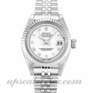 Damas Rolex Datejust Lady 69174 Caja de 26 mm Movimiento automático Esfera blanca