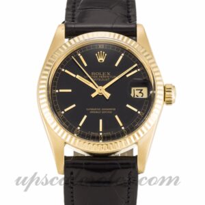 Unisex Rolex Mid-Size Datejust 6827 Caja de 31 mm Movimiento automático Esfera negra