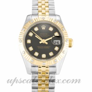 Damas Rolex Datejust Lady 179313 Caja de 26 mm Movimiento automático Esfera de diamantes champán
