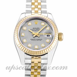 Damas Rolex Datejust Lady 179173 Caja de 26 mm Movimiento automático Esfera plateada con diamantes