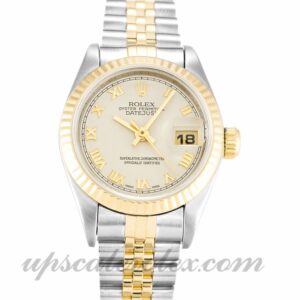 Damas Rolex Datejust Lady 69173 Caja de 26 mm Movimiento automático Marfil Esfera piramidal
