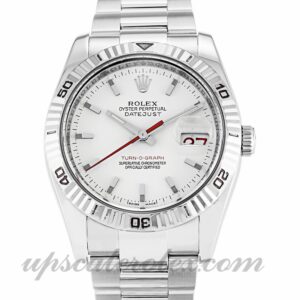 Hombre Rolex Turn-O-Graph 116264 Movimiento automático Caja de 36 mm Esfera blanca