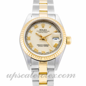 Damas Rolex Datejust Lady 69173 Caja de 26 mm Movimiento automático Esfera de marfil