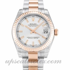 Unisex Rolex Mid-Size Datejust 178271 Caja de 31 mm Movimiento automático Esfera plateada