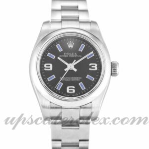 Damas Rolex Lady Oyster Perpetual 176200 Movimiento automático Caja de 26 mm Esfera de cuarto negro