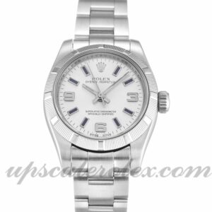 Damas Rolex Lady Oyster Perpetual 176210 Caja de 26 mm Movimiento automático Esfera plateada de un cuarto