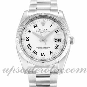 Unisex Rolex Oyster Perpetual Date 115210 Caja de 34 mm Movimiento automático Esfera blanca