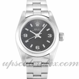 Damas Rolex Lady Oyster Perpetual 67180 Caja de 26 mm Movimiento automático Esfera de cuarto negro