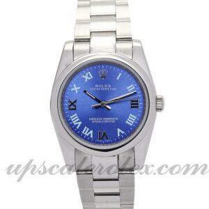 Damas Rolex Lady Oyster Perpetual 177200 Caja de 26 mm Movimiento automático Esfera azul
