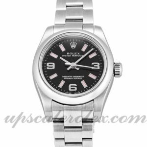 Damas Rolex Lady Oyster Perpetual 176200 Caja de 26 mm Movimiento automático Esfera de cuarto negro