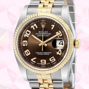 Rolex Datejust de los hombres 116233BRAJ 36mm Tono plateado Pulsera