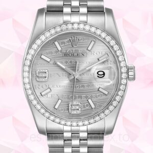 Rolex Datejust 116244SWDAJ de los hombres Automático Pulsera Esfera plateada con ondas