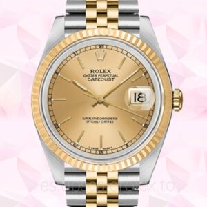 Rolex Datejust 36 de los hombres 16233CSJ Esfera dorada Automático Pulsera