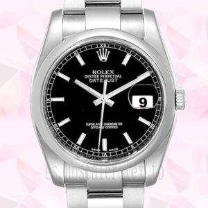 Rolex Datejust 36mm De Los Hombres 116200BKSO Automático Tono Plateado