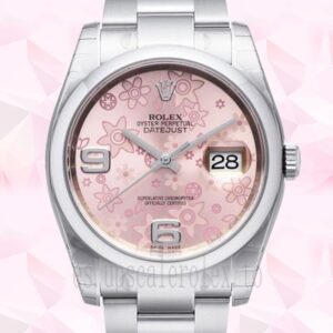 Rolex Datejust 116200PFAO 36mm De Los Hombres Reloj Esfera Floral Rosa