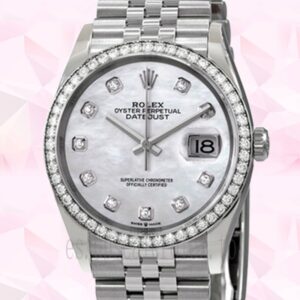 Rolex Datejust m126284rbr-0011 36mm Señoras Automático Tono Plateado