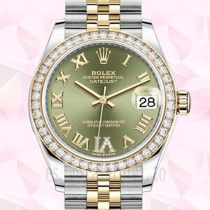 Rolex Datejust 31mm m278383rbr-0016 Señoras Tono Plateado Esfera Verde