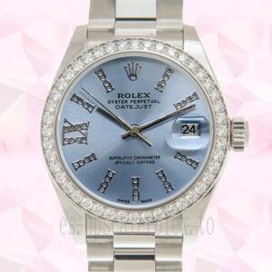 Rolex Datejust 279136 28mm Señoras Tono Plateado Esfera Azul