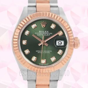 Rolex Datejust 28mm Señoras 279171 Tono Plateado Esfera Verde