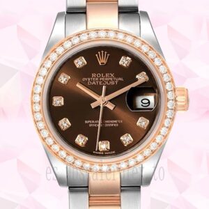 Rolex Datejust m279381rbr-0012 28mm Señoras Tono Plateado Pulsera De Ostras
