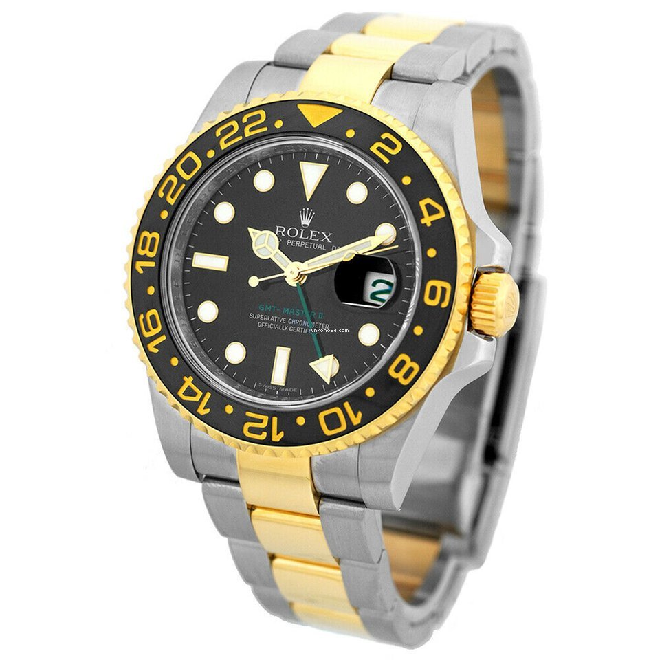 Garantía Réplica Rolex Acero y oro amarillo de 18 k 40 mm Cerámica Gmt Master II 116713