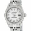 Réplica de lujo Rolex Datejust Acero – Reloj para mujer con esfera de oro blanco de 18 quilates y bisel de diamantes
