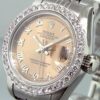 Comprar falso Rolex Lady-datejust 26mm en acero inoxidable color salmón con esfera romana y bisel de diamantes 69160