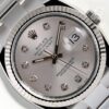 Reloj Rolex Datejust 116234 S Steel Oyster falso – Bisel estriado en oro de 18 quilates – Esfera plateada con diamantes