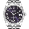 Falso Rolex Datejust 278274 Caja Oyster de acero inoxidable 31 mm Esfera de diamantes color berenjena Reloj para mujer