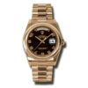 Réplica de calidad Rolex Day-date Black Dial 18k Everose Gold President Reloj automático para hombre 118205bkap