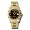 Réplica de lujo Rolex Day-date Black Dial 18K Yellow Gold President Reloj automático para hombre 118238bkap