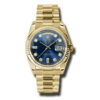 Compre Fake Rolex Day-date Blue Dial 18k Yellow Gold President Reloj automático para hombre 118238BLDP