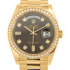 Réplica de lujo Rolex Day-date 36 Dark Gray Dial Diamond 18K Yellow Gold President Watch 128348gydp