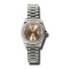 Réplica de lujo Rolex Lady-Datejust 26 Rose Dial 18K White Gold President Automatic Ladies Watch 179179prp