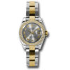 Reloj falso Rolex Lady Datejust Esfera de acero rodiado y reloj automático de oro amarillo de 18 quilates 179383rro