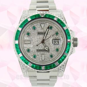 Rolex Submariner 116659 40mm De Los Hombres Tono Plateado Esfera Con Pavé De Diamantes