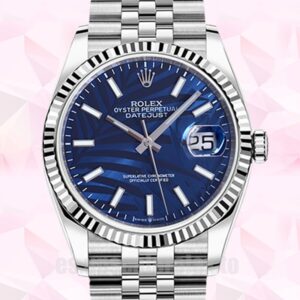 Rolex Datejust 41mm De Los Hombres 126234 Esfera azul con motivo de palmera